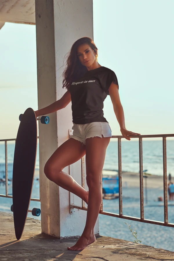T-shirt femme en coton bio - Respecte ta mer