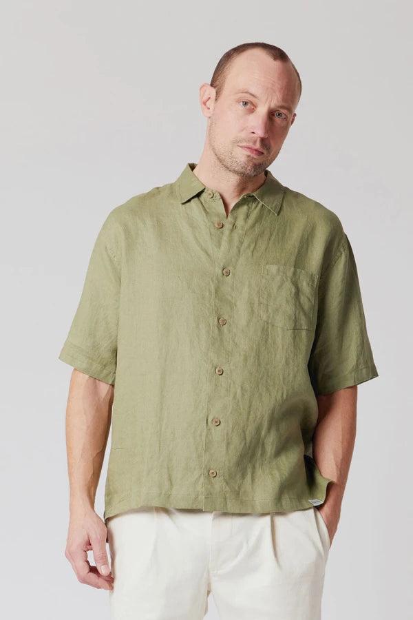 DINGWALLS Organic Linen Shirt Khaki