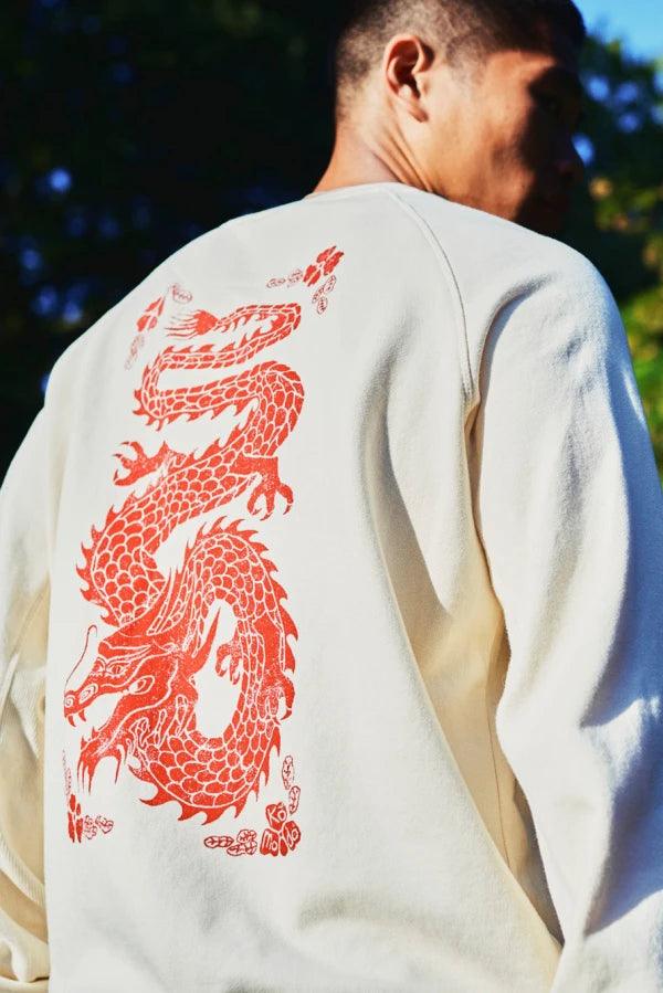 DRAGON - Back Print Organic Cotton Crewneck Sweat