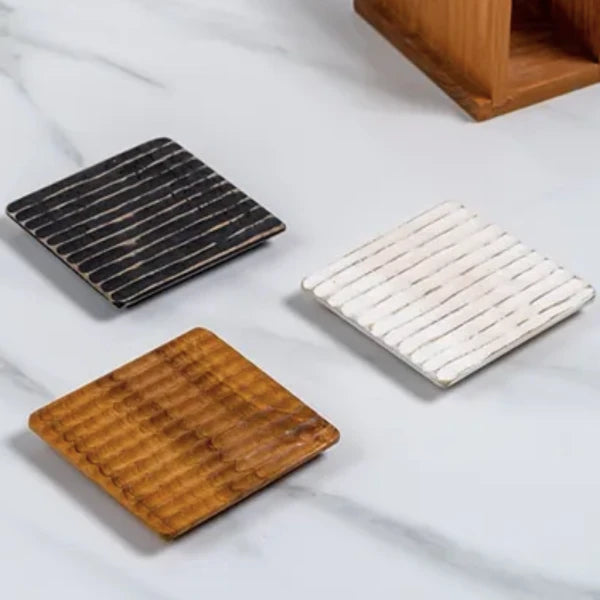 Dessous de verre en bois fait main carré