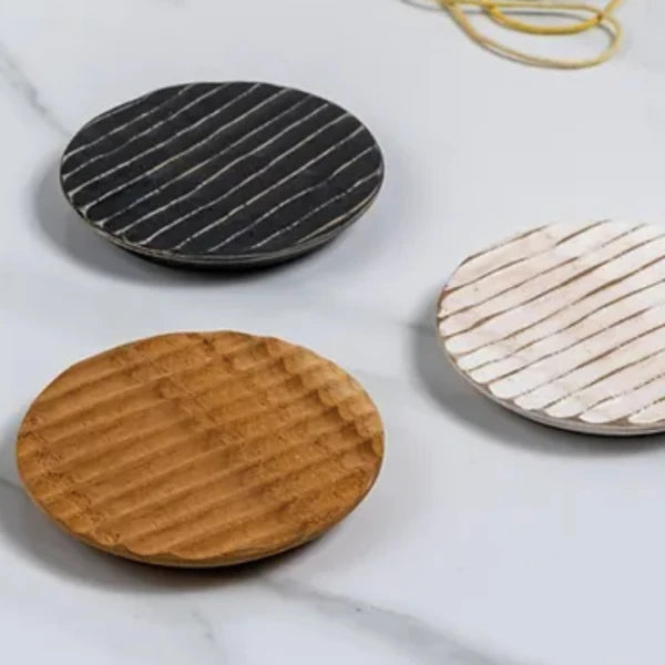 Dessous de verre en bois fait main rond