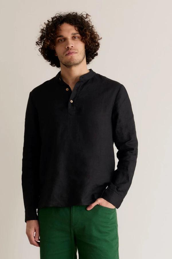 ELIJAH - Linen Top  Black