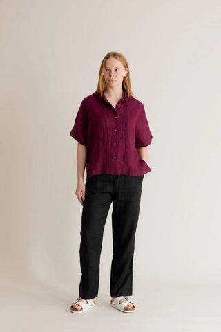 KIMONO - Linen Shirt Berry