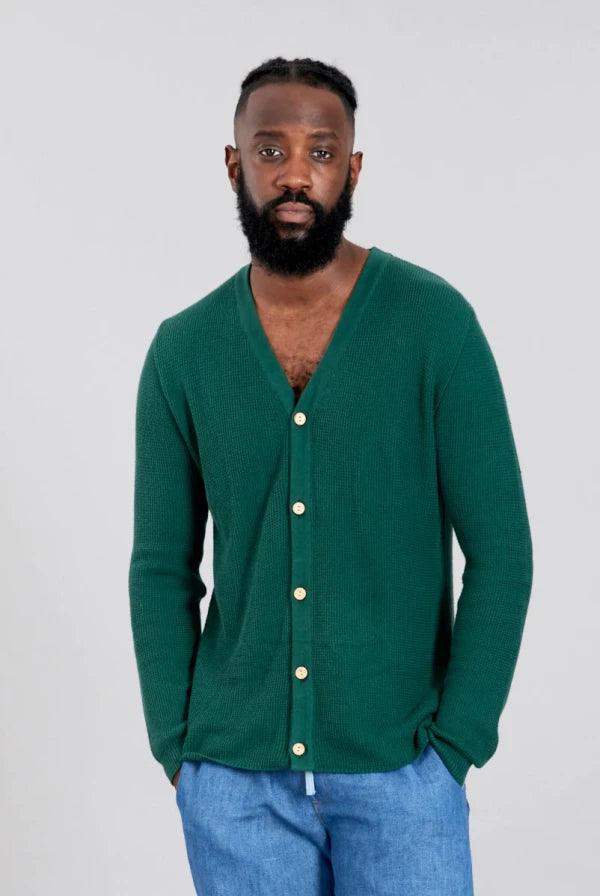 LUCAS - Organic Cotton Cardigan Dark Green