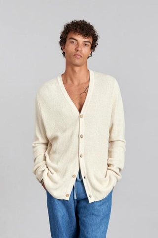 LUCAS - Organic Cotton Cardigan Ivory Melange