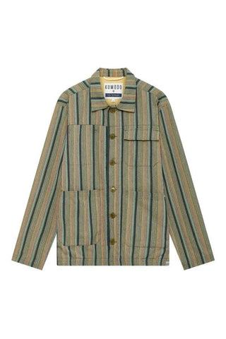 LANDON - Organic Cotton Jacket Green Stripe