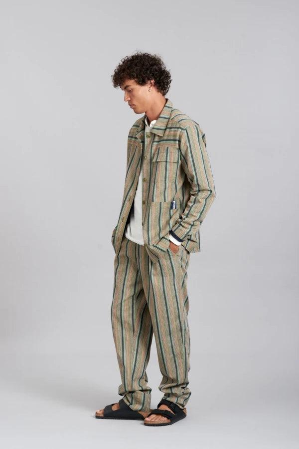 LANDON - Organic Cotton Jacket Green Stripe