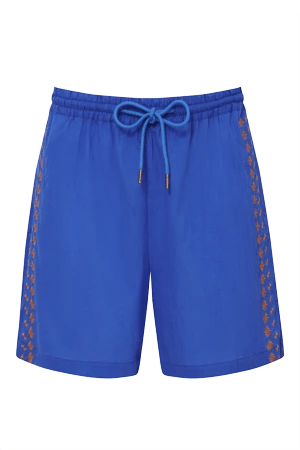 LEAH - Organic Cotton Embroidery Shorts Sapphire Blue