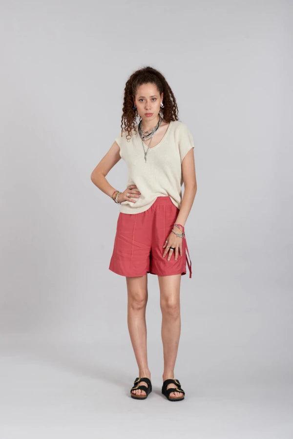 MAYA - Rayon Pink Shorts