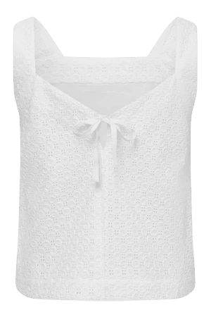 IRIS - Organic Cotton Broiderie Off White Top