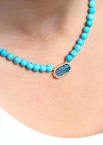 Collier Ernestine Turquoise et Labradorite
