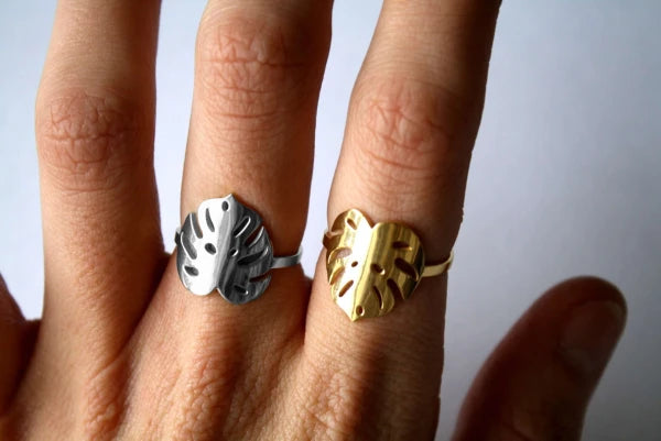 Bague feuille Monstera Deliciosa argent