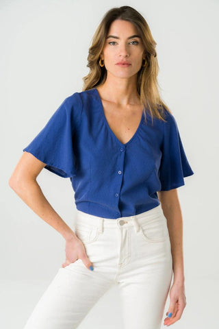 Blouse réversible Lys bleue roi