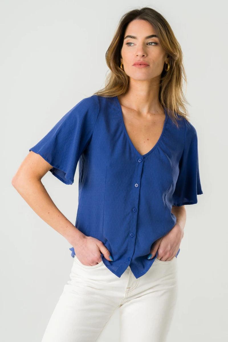 Blouse réversible Lys bleue roi