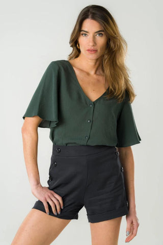 Blouse réversible Lys vert profond