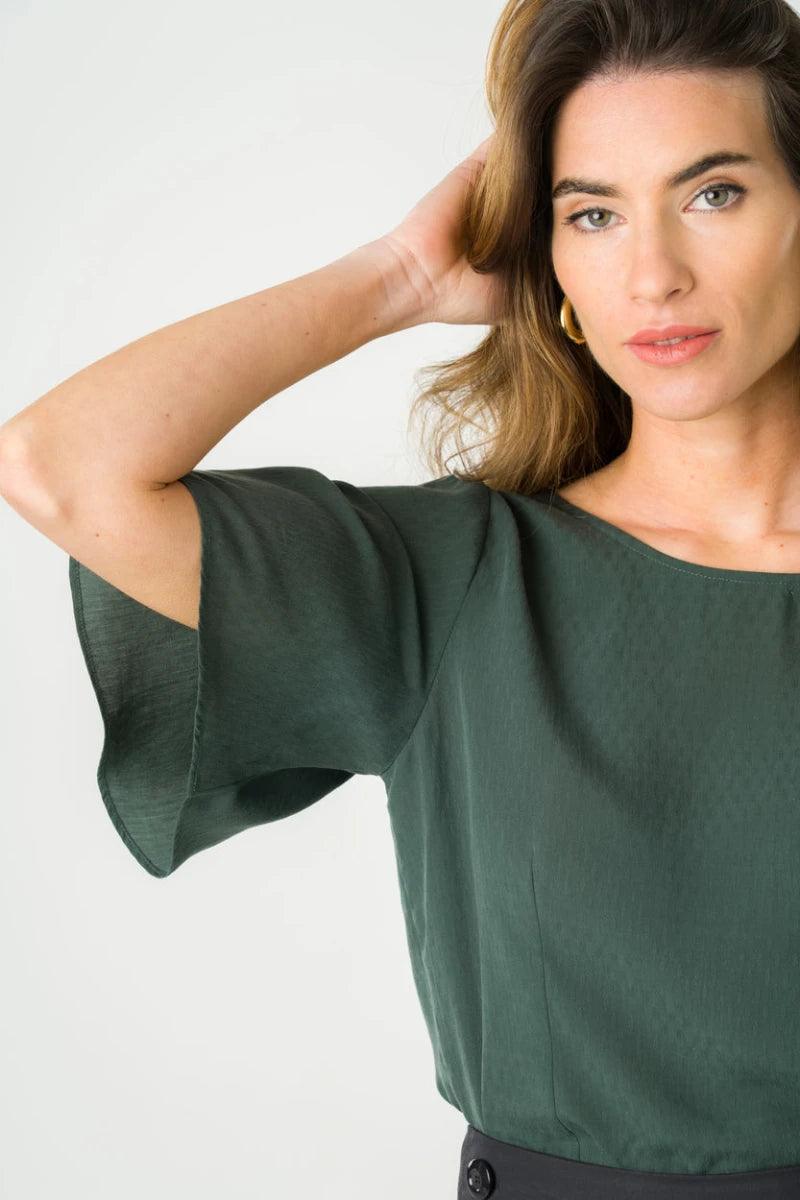 Blouse réversible Lys vert profond