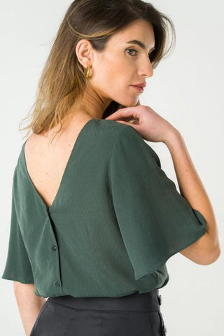 Blouse réversible Lys vert profond