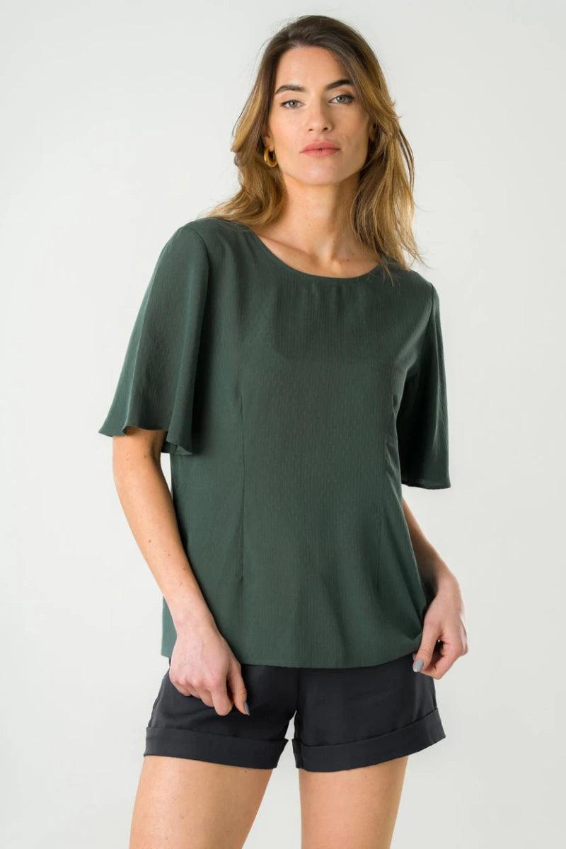 Blouse réversible Lys vert profond