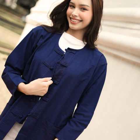 Veste Traditionnelle en Indigo Fait Main - Élégance Naturelle