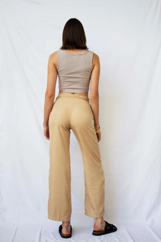 Pantalon wide leg beige