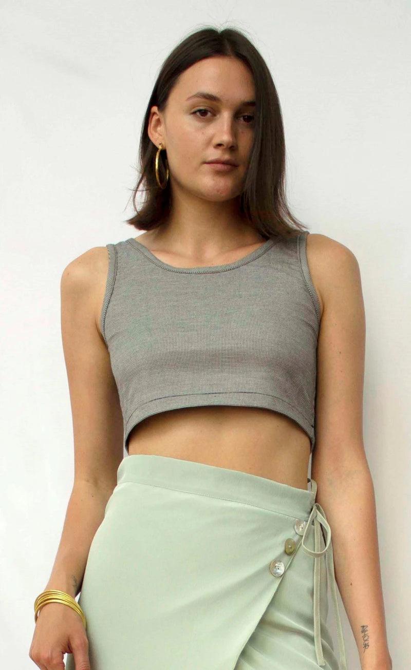 Crop top brassière pied de poule