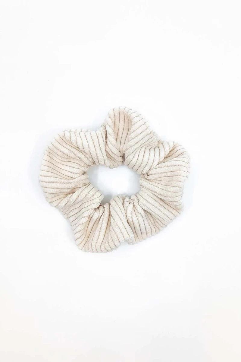 Scrunchie velours côtelé écru