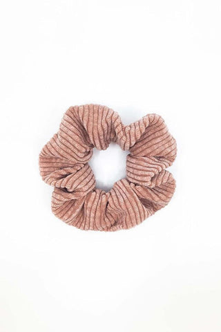 Scrunchie velours côtelé rose