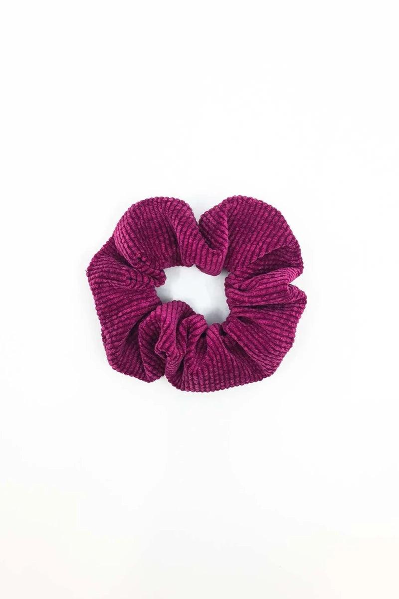 Scrunchie velours côtelé rose passion