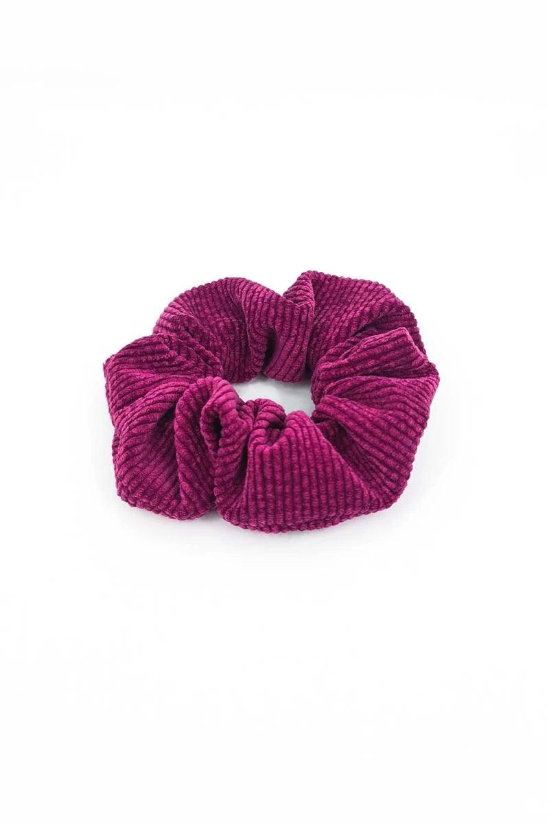 Scrunchie velours côtelé rose passion