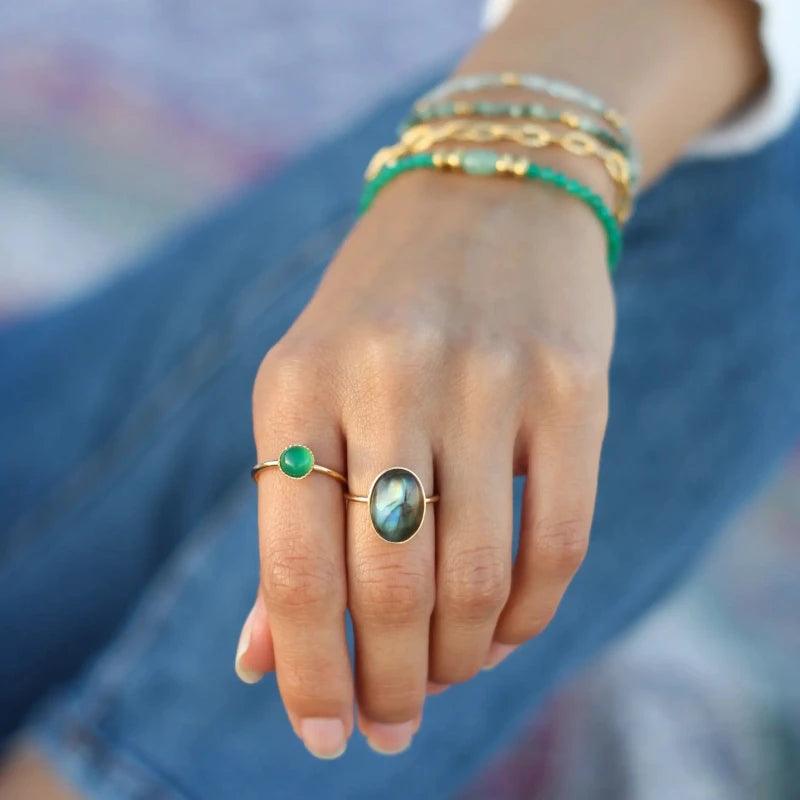 Bague petite Agate Verte