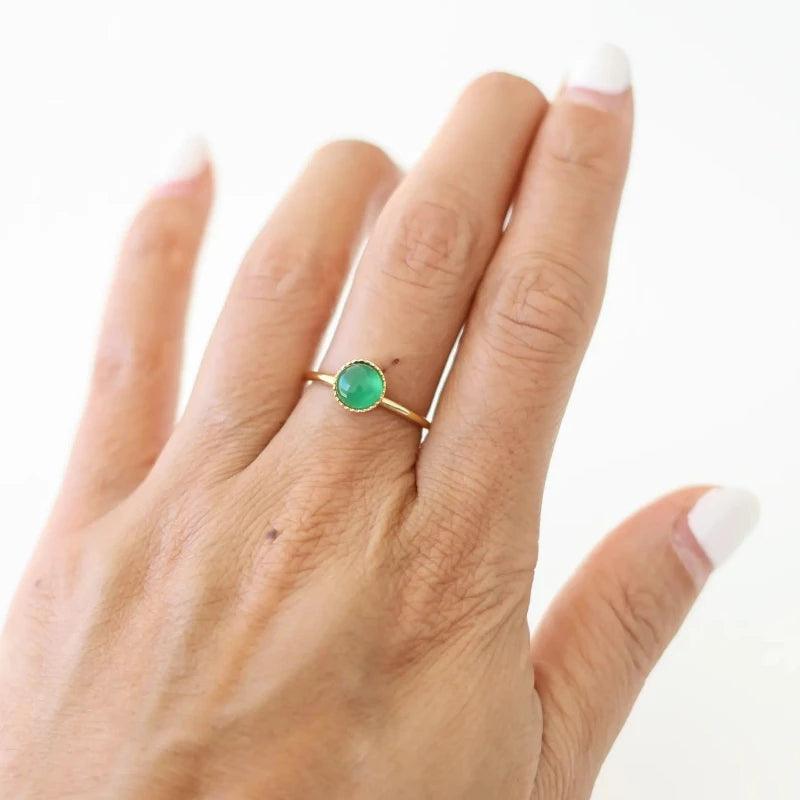 Bague petite Agate Verte