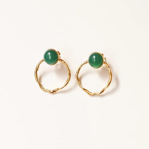 Boucles Anneaux Agate Verte