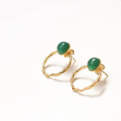 Boucles Anneaux Agate Verte