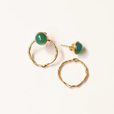 Boucles Anneaux Agate Verte