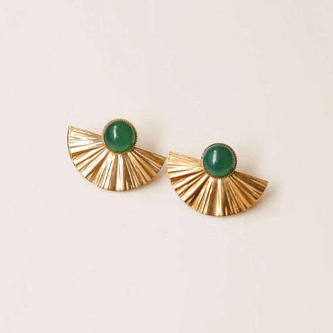 Boucles demi-lune Agate Verte (grande)