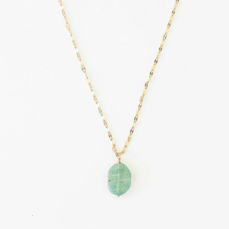 Collier fin scintillant Aventurine brute