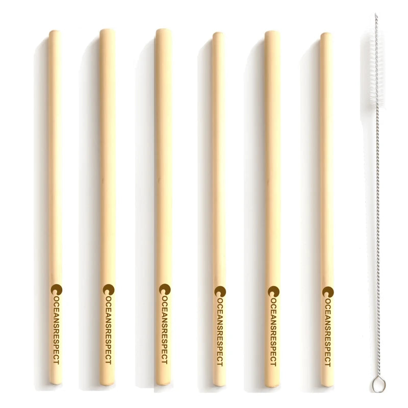 Lot de 6 pailles réutilisables en bambou - Vrac