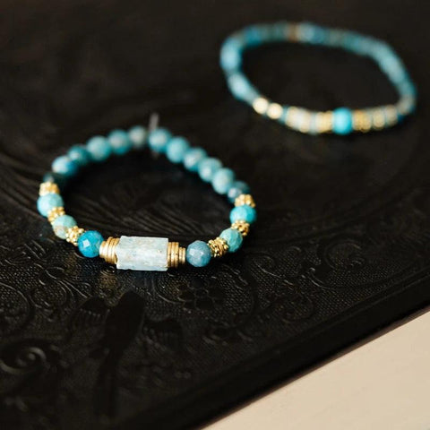 Bracelet Mala en Larimar, Apatite et Turquoise