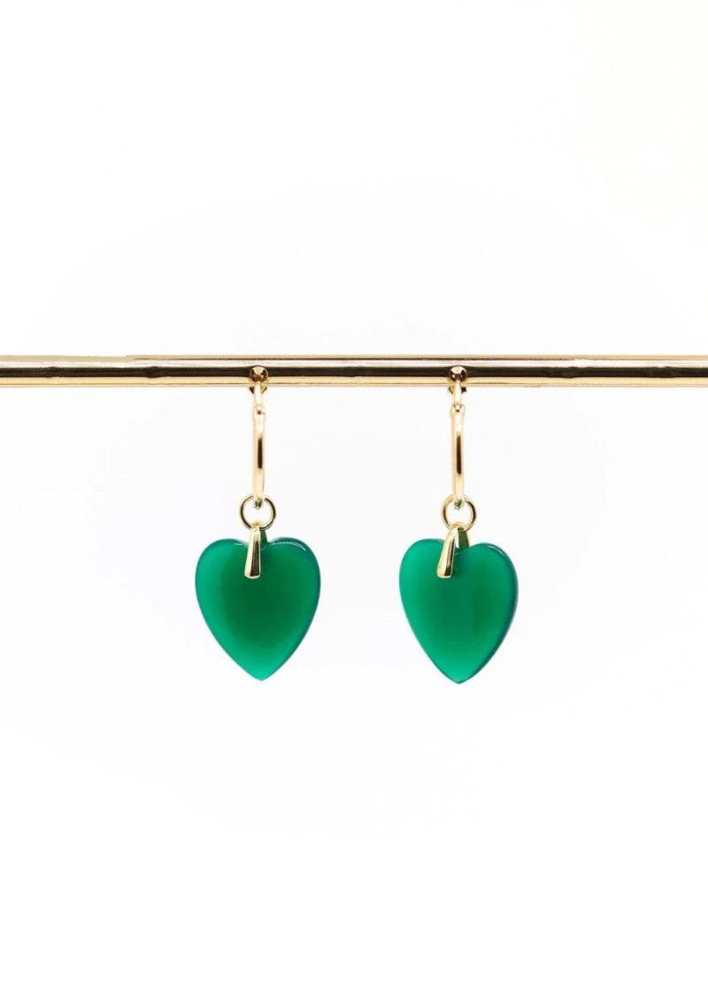 Boucles d'oreilles Charlotte plaqué or Onyx vert