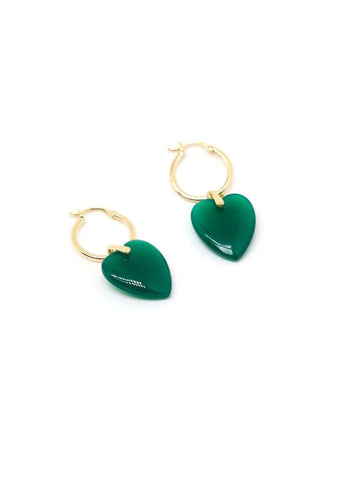 Boucles d'oreilles Charlotte plaqué or Onyx vert