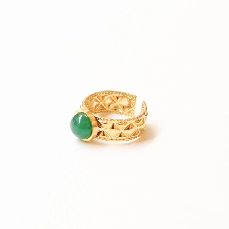 Bague diamant Agate verte