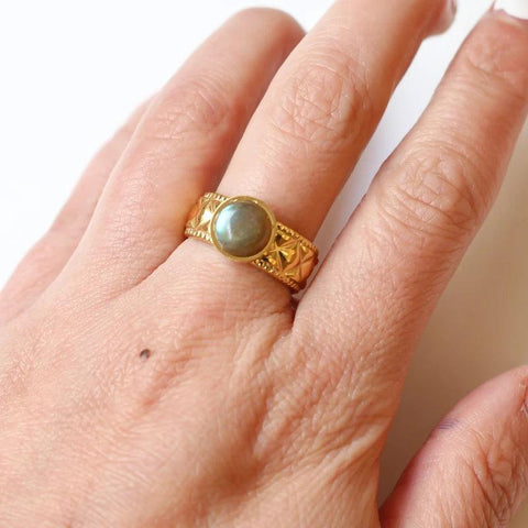 Bague diamant Labradorite