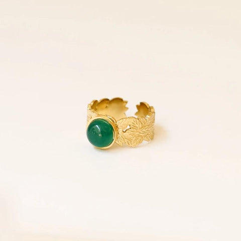 Bague feuille Agate verte