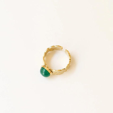 Bague feuille Agate verte