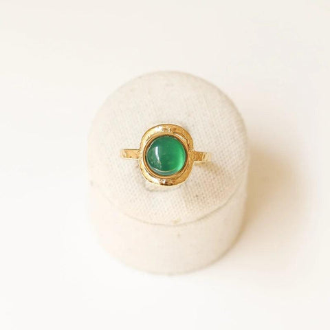 Bague martelée Agate verte