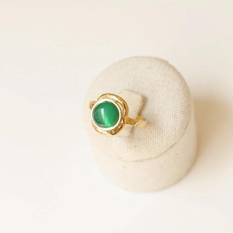 Bague martelée Agate verte