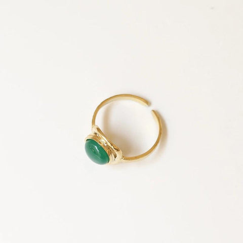 Bague martelée Agate verte