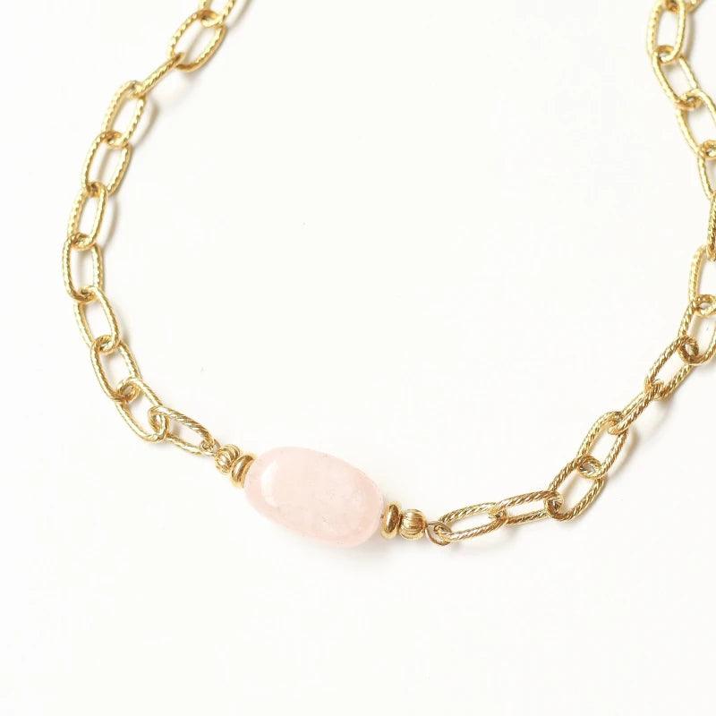 Collier ras de cou Quartz Rose