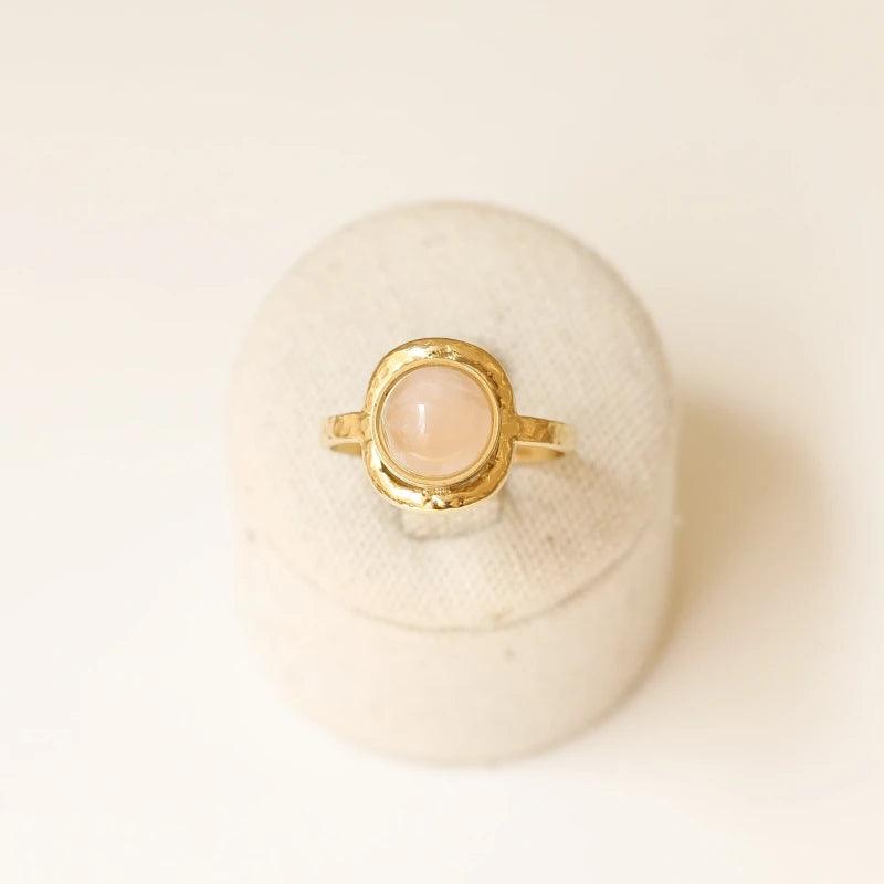 Bague martelée Quartz rose