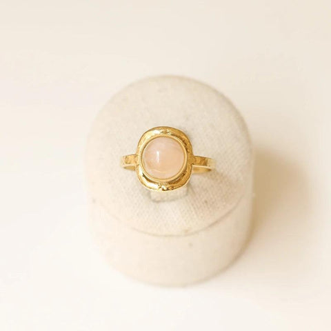 Bague martelée Quartz rose